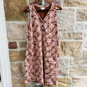 J. Jill Empire Sleeveless Palm Leaf Dress /  Size Small